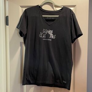 Life Is Good Black Cat Short Sleeve Tee